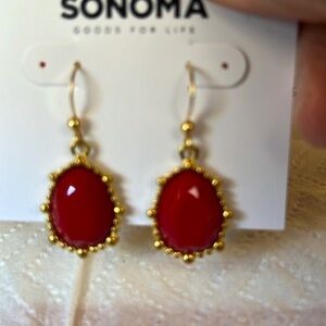 Sonoma Earrings, Red and Gold Tone,